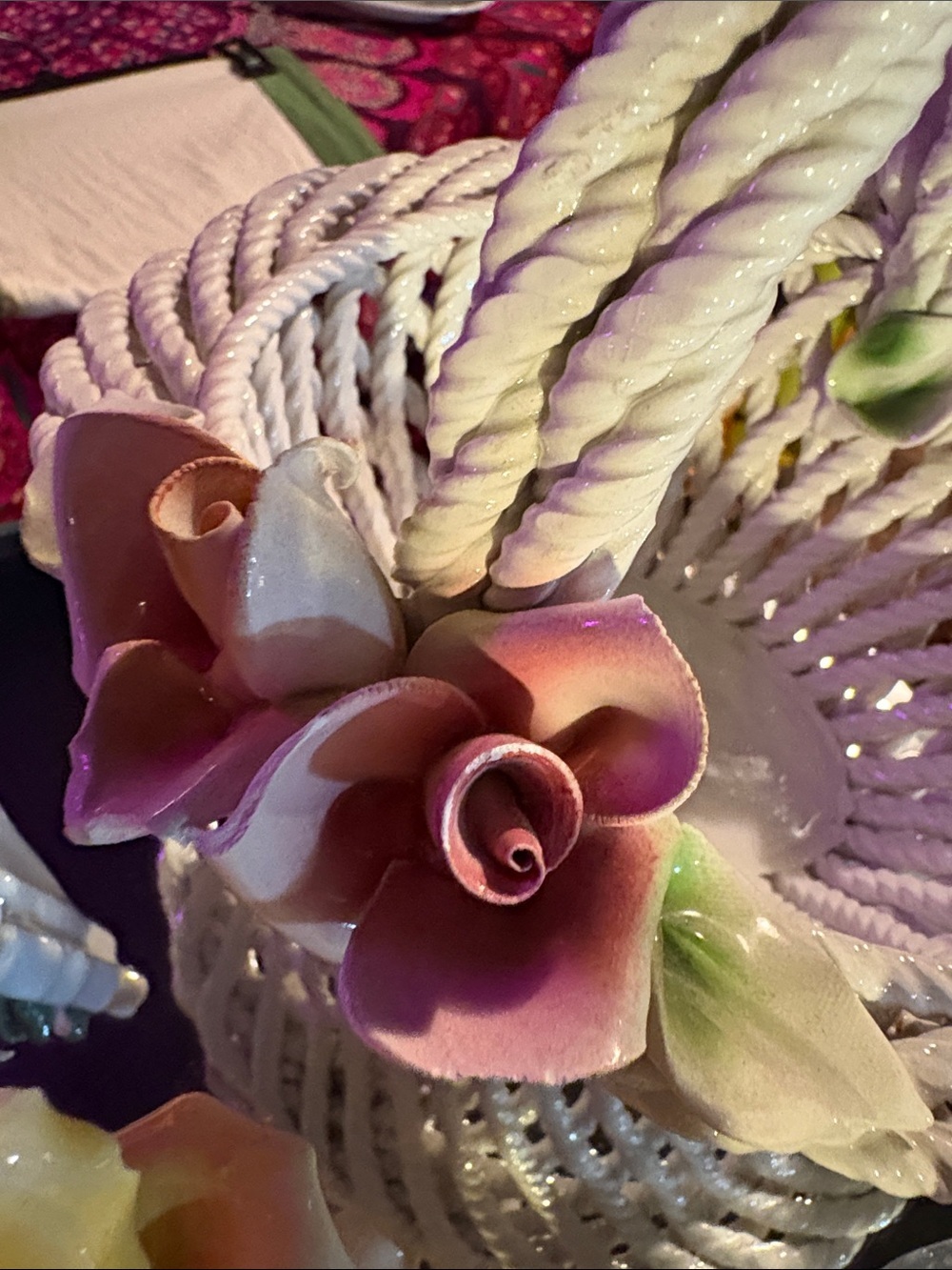 3D Ceramic Flowers Home Decor Bundle Soap Dish 2 Frames & A Basket Made In Italy - Picture 7 of 9